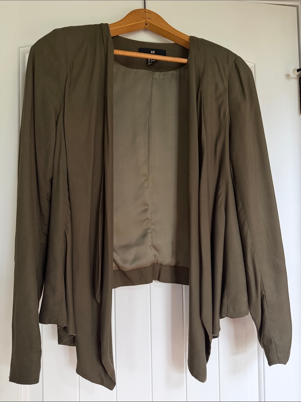H&M Olive Draped Open Blazer Jacket